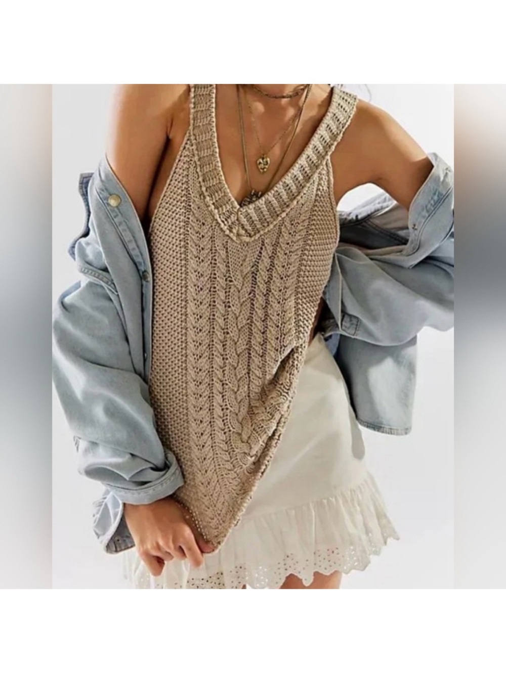 Free People, We The Free, Give Me a Min, Cable Knit Sweater - NWT